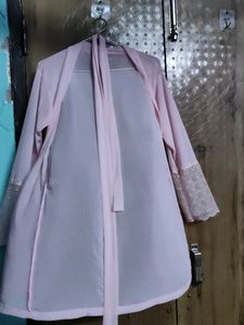 Pink Lace Trim Robe