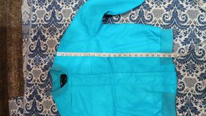 blue leather Bomber Jacket