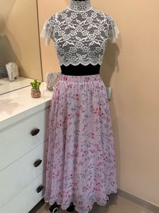 Floral Skirt and Lace Top Set