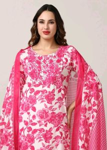 Pink Floral Kurta Set - 38 Size