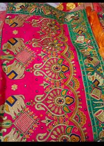 Vibrant Orange Embroidered Silk Saree