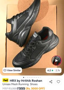 HRX UNISEX Black Sports Shoes