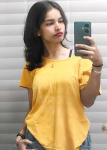 Yellow Off-Shoulder Casual Top