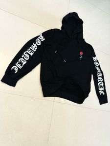Black Hoodie with Rose Detail 🇺🇸
