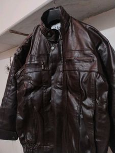 Unisex Brown Biker Leather jacket