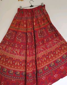 Bohemian Red Elephant Print Maxi Skirt