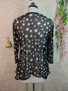 Sheer Star Print Kimono Top