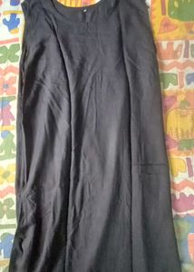 Elegant Black Sleeveless Kurta with Golden Border