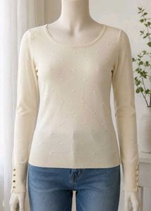 Cream Textured Knit Korean top 💖