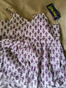 White &amp; Purple Printed Kurta
