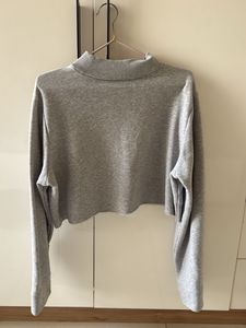 Grey Cropped Sweatshirt with Sequin Detail