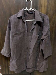 Stylish Brown Collared oversized Shirt