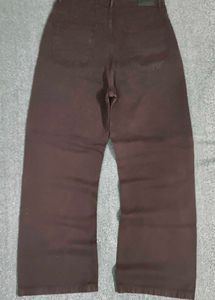 Coffee Brown Wide-Leg Jeans