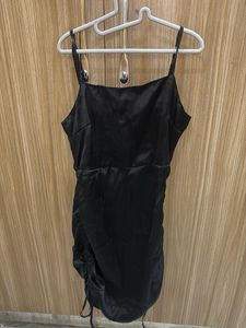Sleek Black Ruched Mini Dress