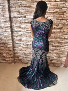 Floral Sequin Evening Gown