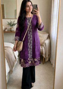 Elegant Purple Embroidered Kurti
