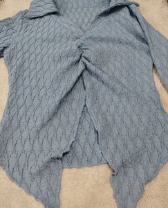 Ruched V-Neck Long Sleeve Top