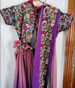Purple Saree With Blouse Piece