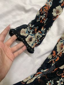 y2k Floral Print Embellished kurti Top