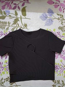 Chic Black Cut-Out Knit Top
