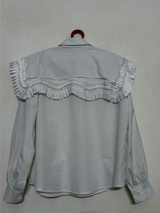 Asymmetry Big Collar White Blouse