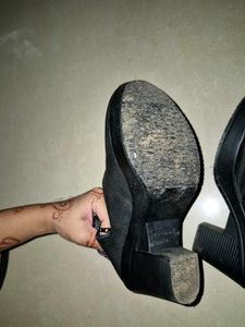 Sparkling Black Wedge Boots for Women