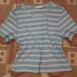 Blue Striped Cropped Top