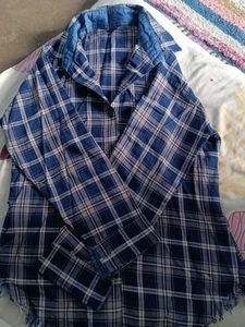 Blue Plaid Button-Up Shirt