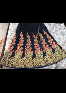Beautiful Blue Lehanga With Red Dupatta