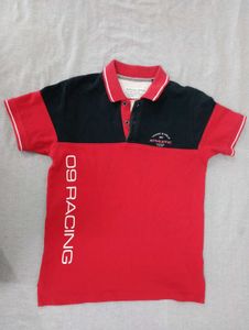 Women's Red & Black Athletic Polo Shirt