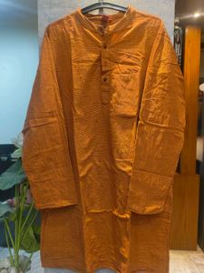 Men's Rust Knee Length Kurta