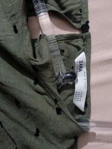 ZARA Olive Green Polka Dot Dress