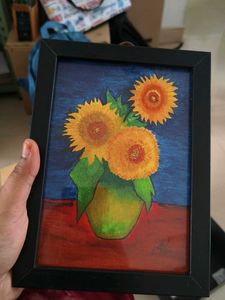 Framed Sunflower Painting