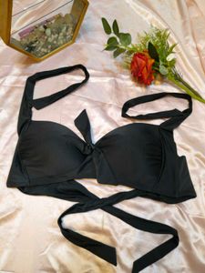 Black Halterneck Bikini Top