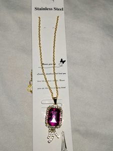 Elegant Pink Gem Necklace