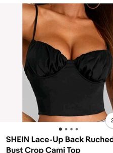 SHEIN Black Ruched Bust Crop Cami Top