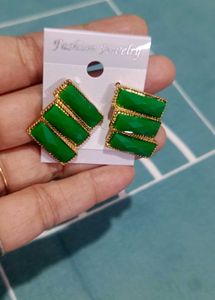Green N Pink  Line Earring