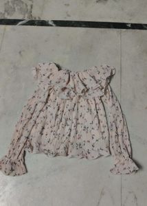 Floral Ruffle off shoulder/wide shoulder top