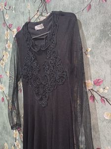 Elegant Black Dress with Lace Detail