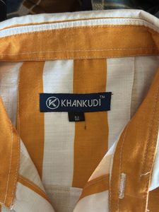 Men's Orange &amp; White Striped Shirt