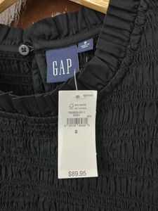 GAP Black Smocked Midi Dress