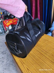 Stylish faux leather Black Duffle gym bag for men