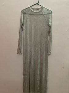 Zara Sparkling Silver Maxi Dress