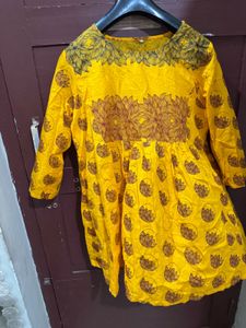 Vibrant Yellow Printed Kurta