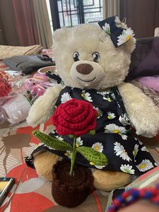 BAB Teddy Bear with  crochet Flower Pot