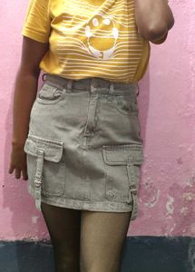 Olive Green Cargo Mini Skirt