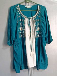 Boho Teal Kurta Tunic