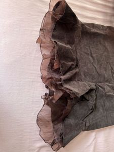 coquette Ruffled Hem brown Midi Skirt