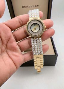 Elegant Pearl & Crystal Women's Watch