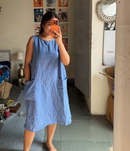 Casual Blue Sleeveless Dress